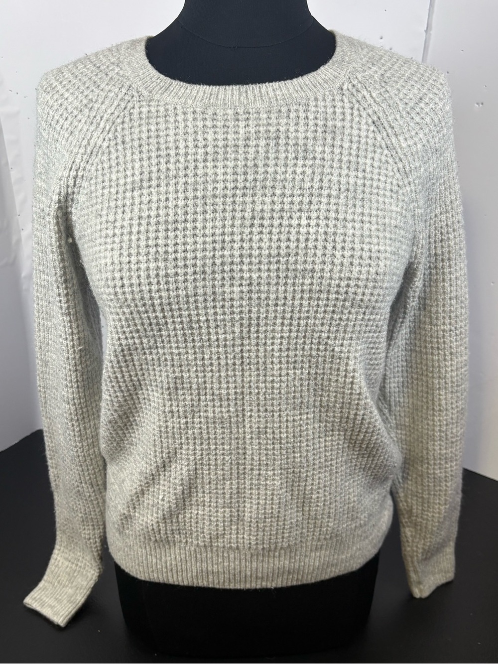 GAP Waffle-Knit Crewneck Sweater - Light Gray